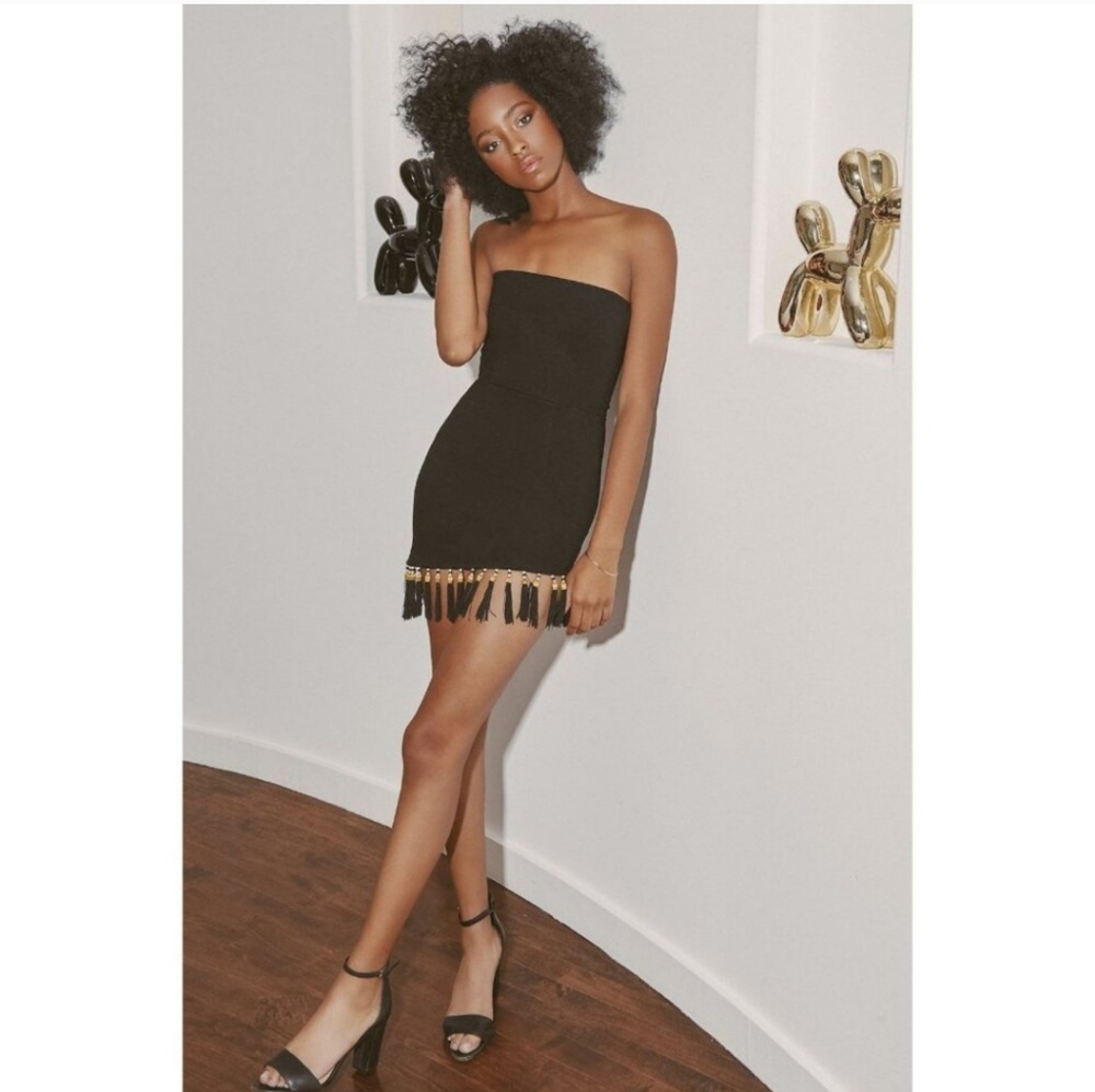 Lurelly NWT Asymmetrical Fringe Hem Mini Dress size 6